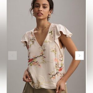 NWT Anthropologie| 
Embroidered flutter sleeve top
Sz S
Never worn!